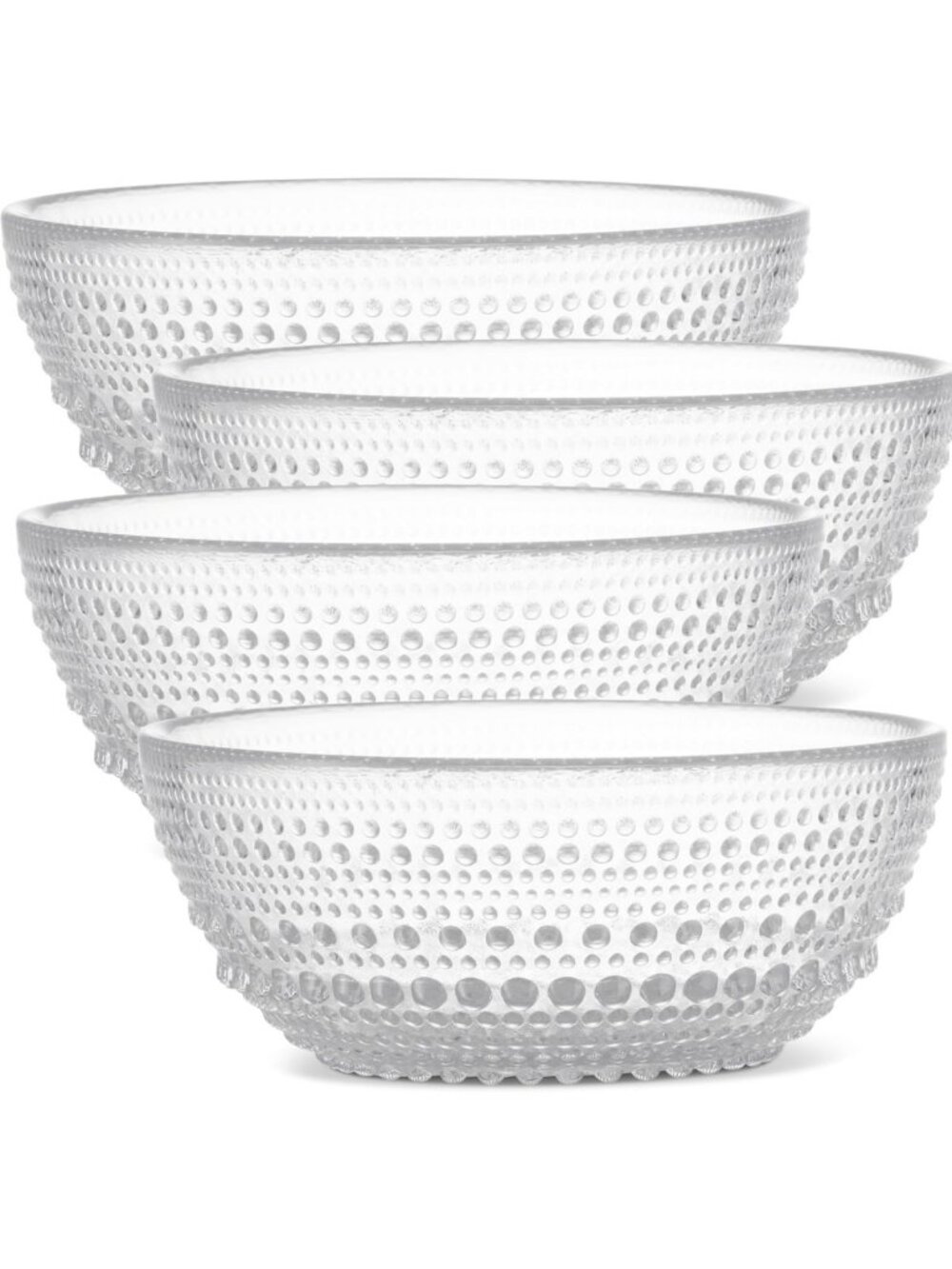 Set of 4 Clear Hobnail Glass Bowls - 20 oz Pressed Glass Serving Dishes